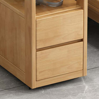Japanese Rectangular Wood Rock Slab 2-Drawer End Table