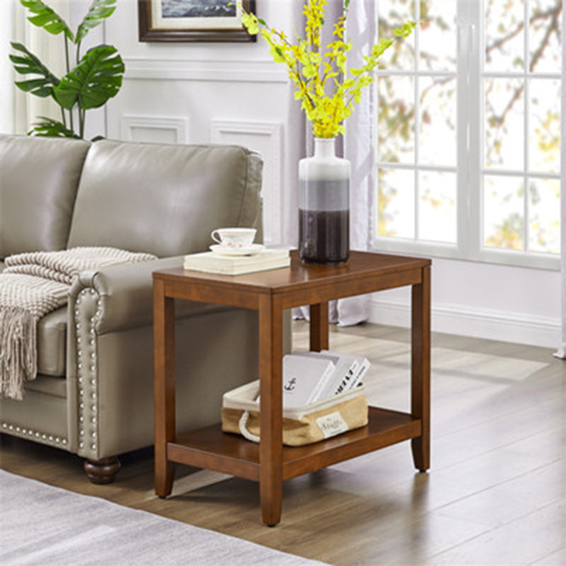 Japanese Wood End Table 2-Tier — Walnut Color