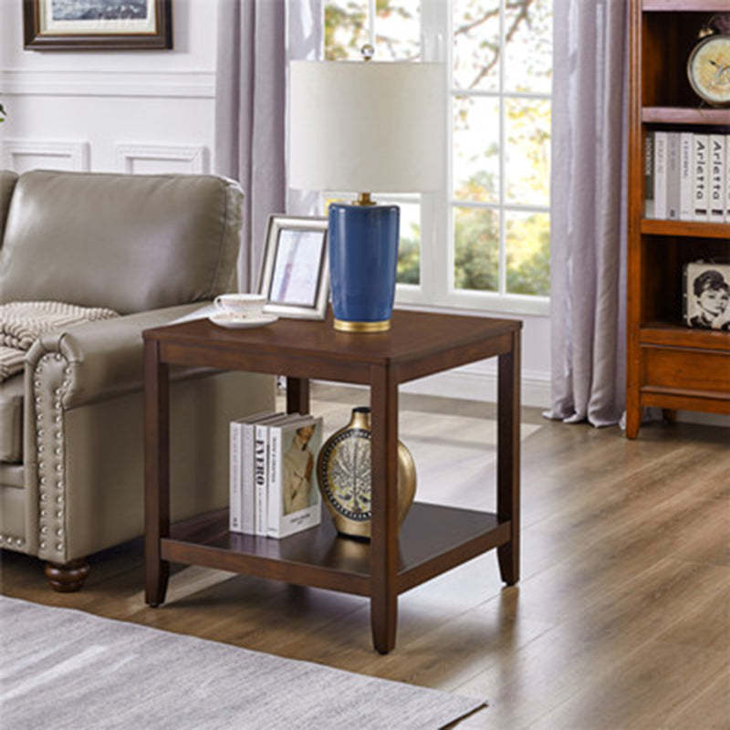 Japanese Wood End Table 2-Tier