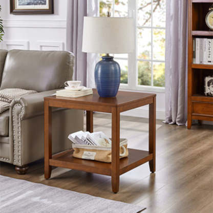 Japanese Wood End Table 2-Tier