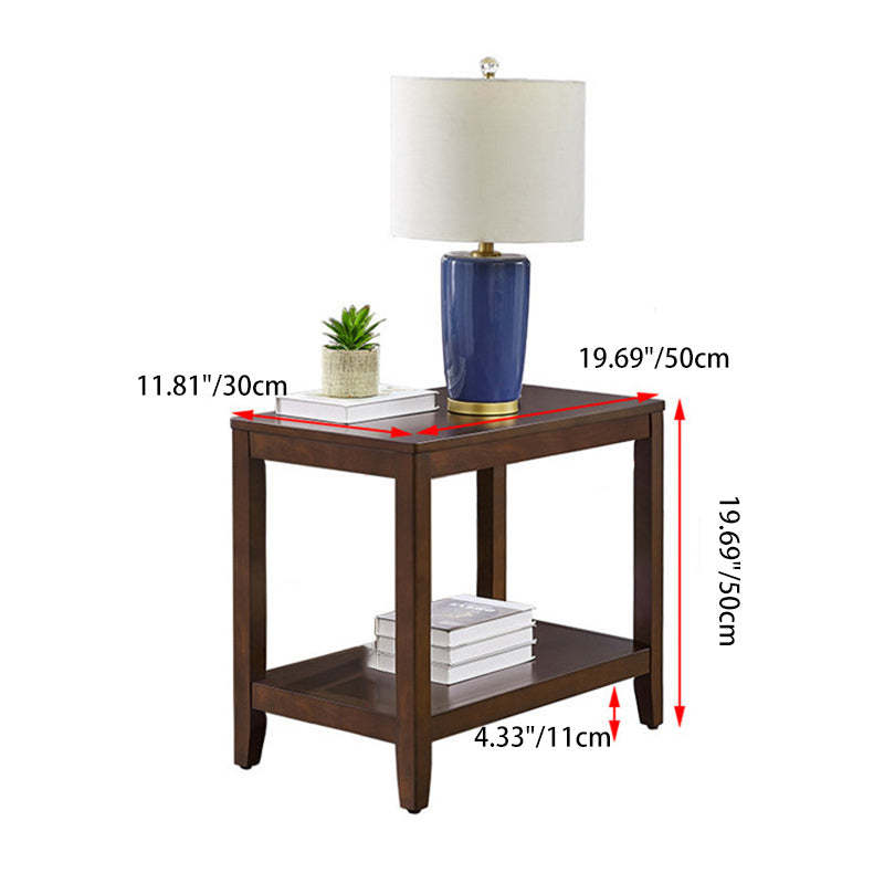 Japanese Wood End Table 2-Tier