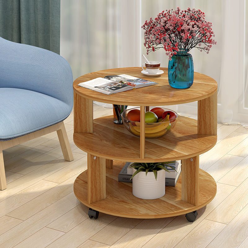 Nordic Round Wood End Table 2-Tier — White