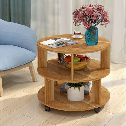 Nordic Round Wood End Table 2-Tier — White