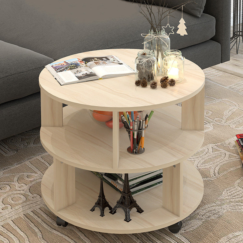 Nordic Round Wood End Table 2-Tier — Wood Color
