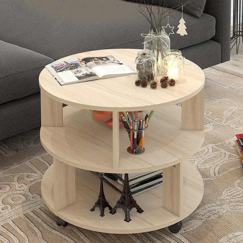 Nordic Round Wood End Table 2-Tier — Wood Color