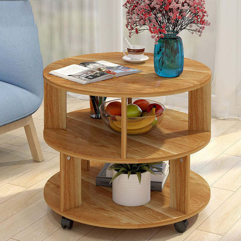 Nordic Round Wood End Table 2-Tier