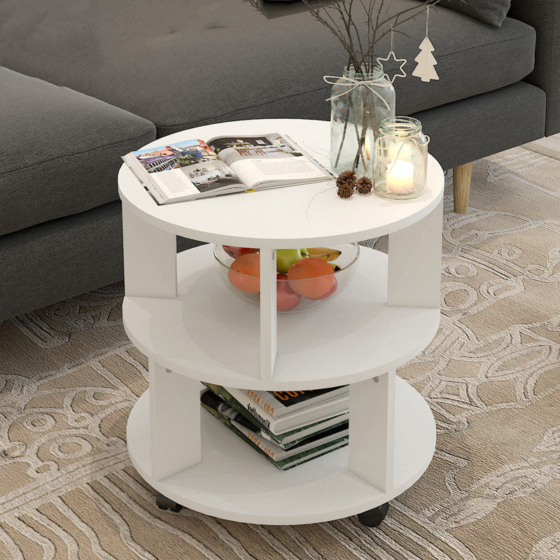 Nordic Round Wood End Table 2-Tier