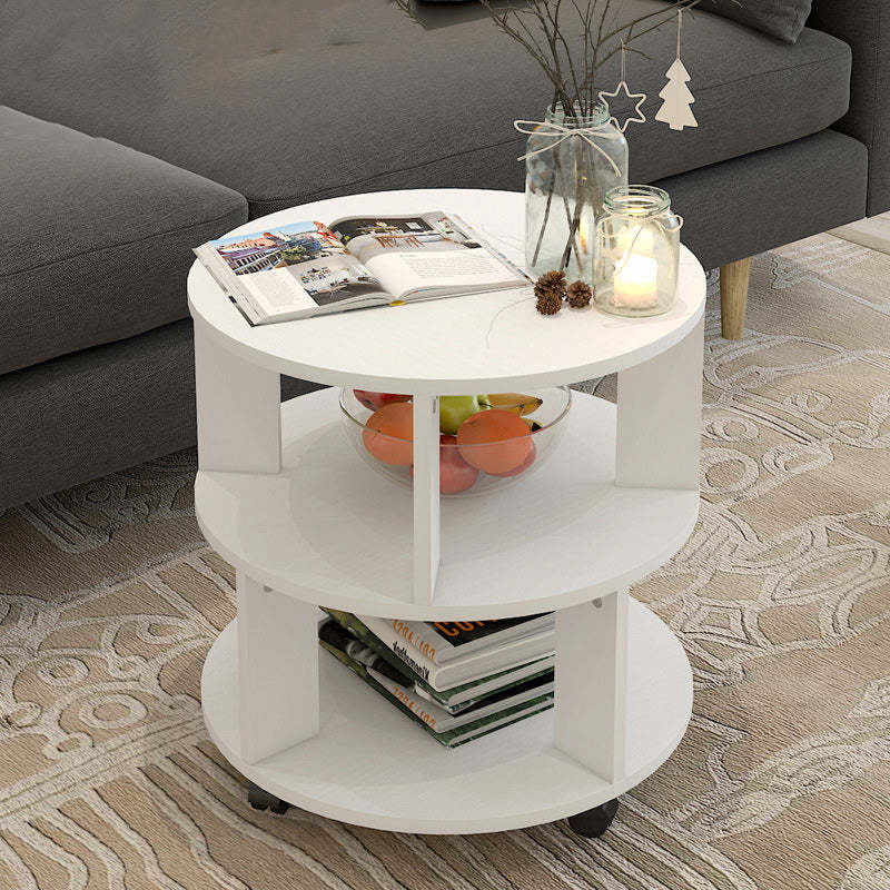 Nordic Round Wood End Table 2-Tier