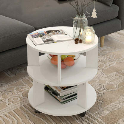 Nordic Round Wood End Table 2-Tier