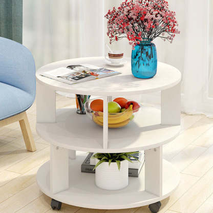Nordic Round Wood End Table 2-Tier