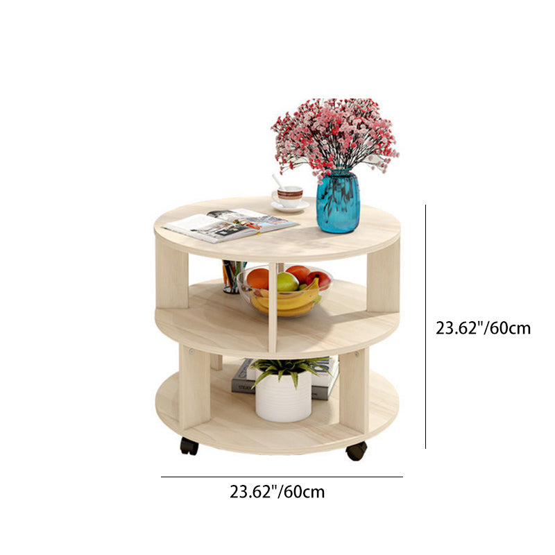 Nordic Round Wood End Table 2-Tier