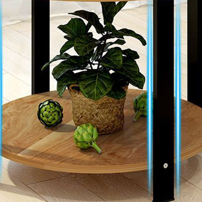 Nordic Round Wood End Table 2-Tier