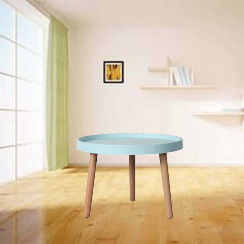 Scandinavian Round Wood Plastic End Table