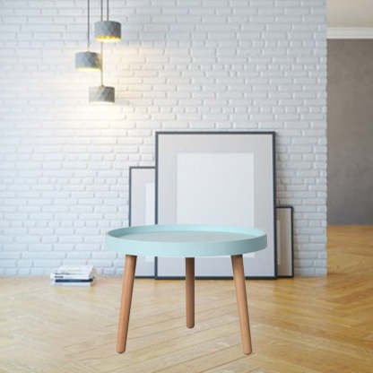 Scandinavian Round Wood Plastic End Table