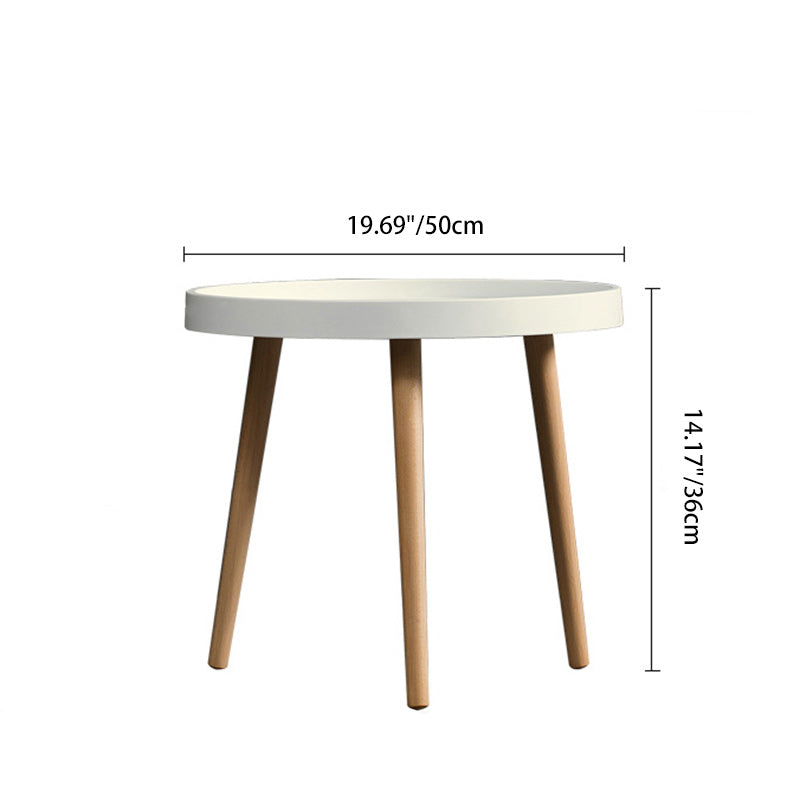 Scandinavian Round Wood Plastic End Table