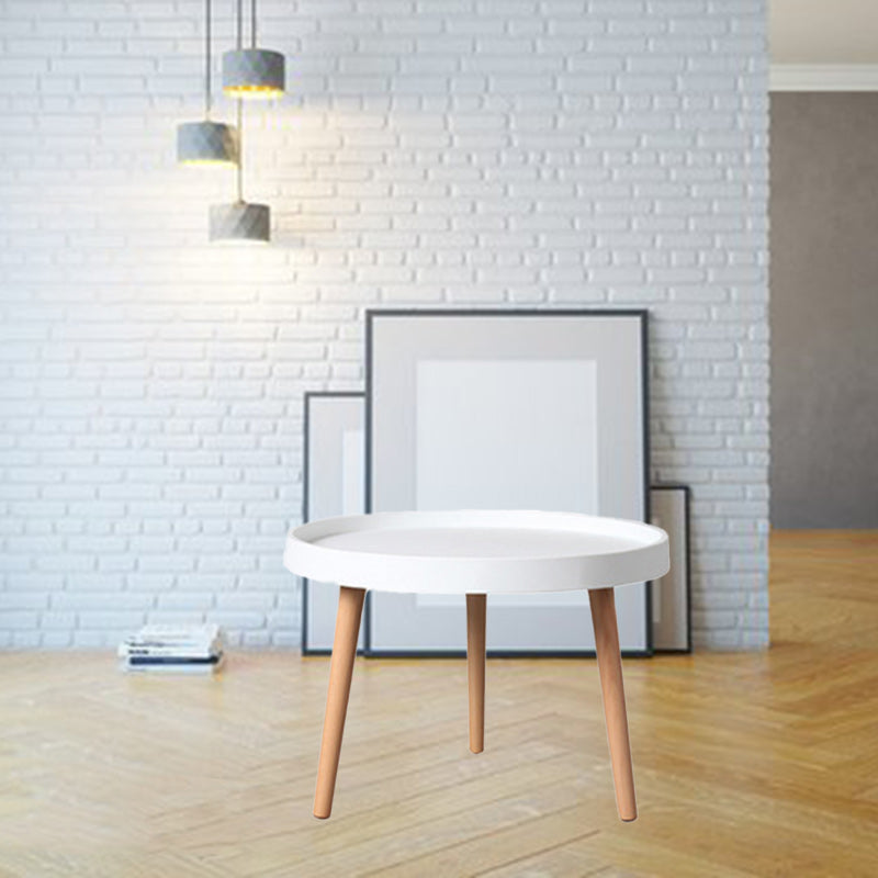 Scandinavian Round Wood Plastic End Table — Green