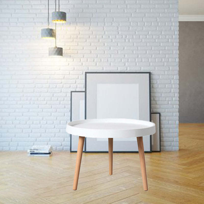 Scandinavian Round Wood Plastic End Table — Green