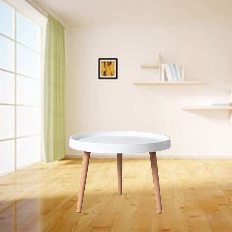 Scandinavian Round Wood Plastic End Table