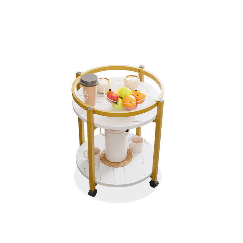 Nordic Round Steel Wood 2-Tier End Table