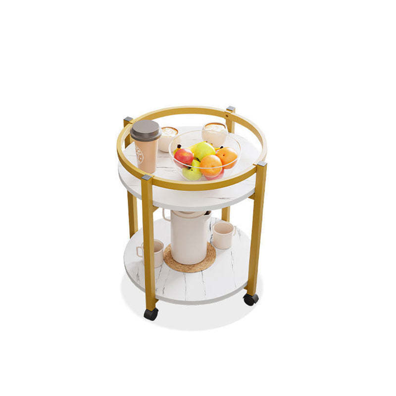 Nordic Round Steel Wood 2-Tier End Table