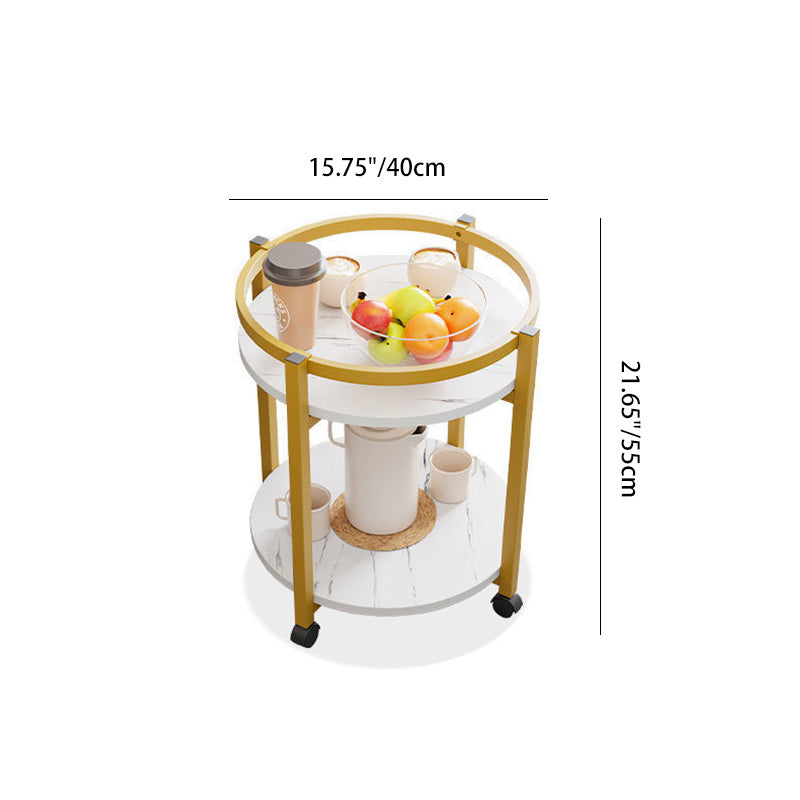 Nordic Round Steel Wood 2-Tier End Table