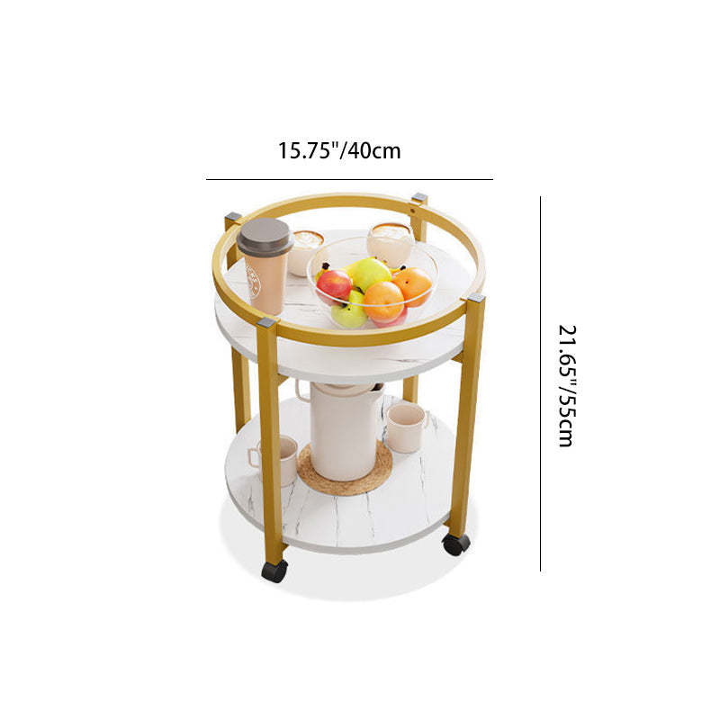 Nordic Round Steel Wood 2-Tier End Table
