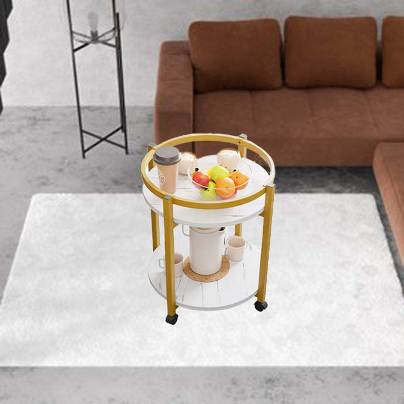 Nordic Round Steel Wood 2-Tier End Table
