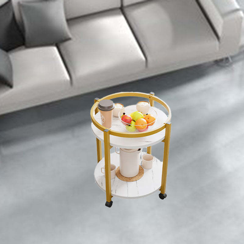 Nordic Round Steel Wood 2-Tier End Table