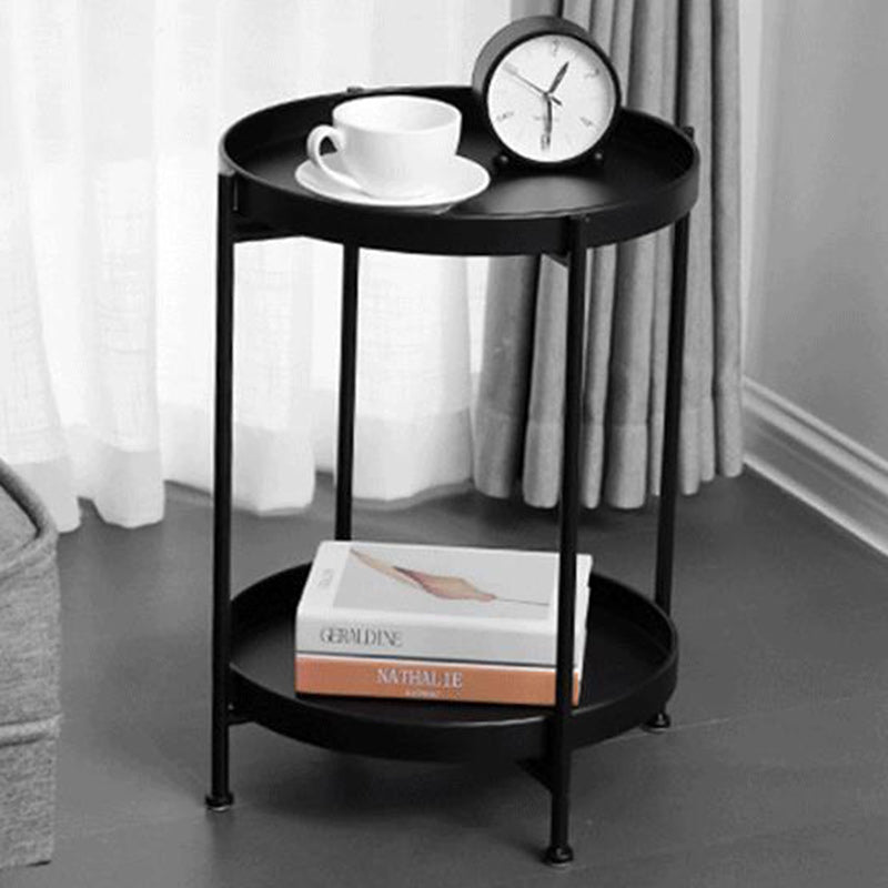 Minimalist Round Iron 2-Tier End Table