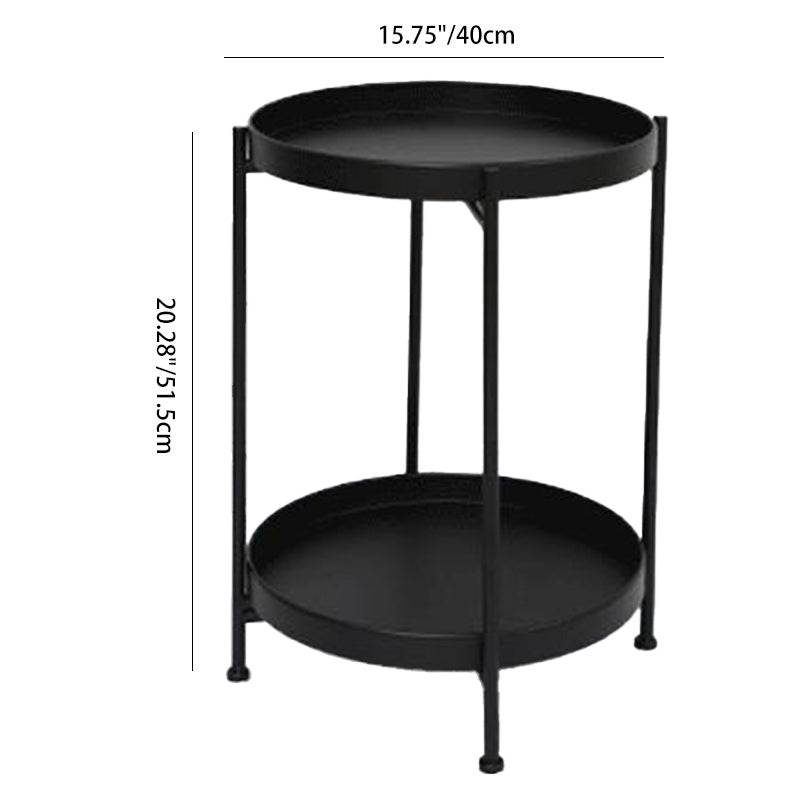 Minimalist Round Iron 2-Tier End Table