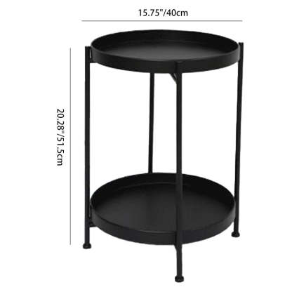 Minimalist Round Iron 2-Tier End Table