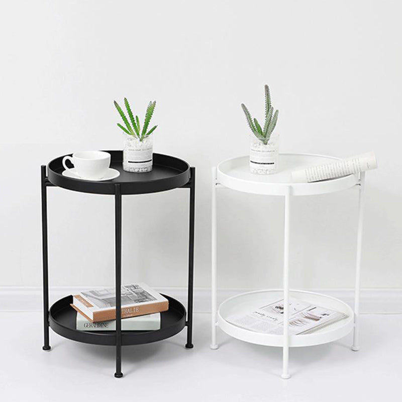 Minimalist Round Iron 2-Tier End Table