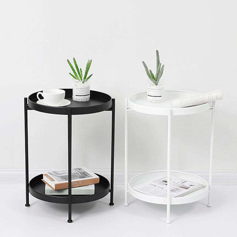 Minimalist Round Iron 2-Tier End Table