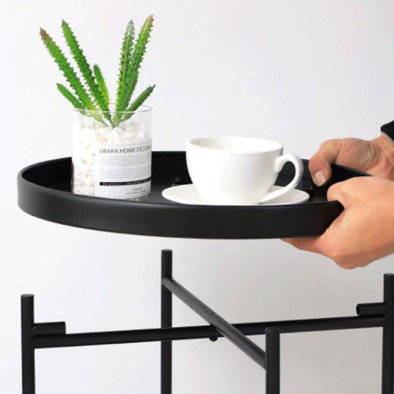 Minimalist Round Iron 2-Tier End Table
