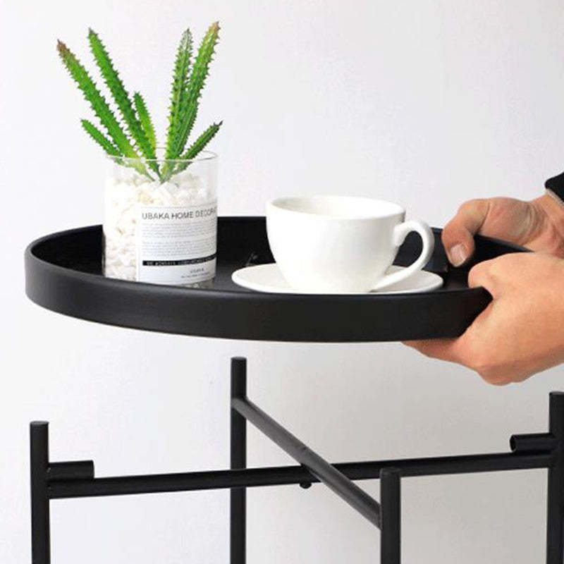 Minimalist Round Iron 2-Tier End Table