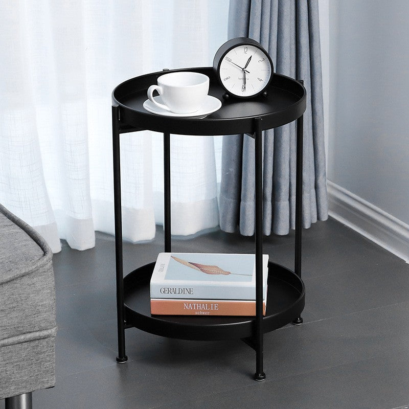Minimalist Round Iron 2-Tier End Table