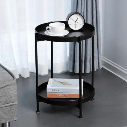 Minimalist Round Iron 2-Tier End Table