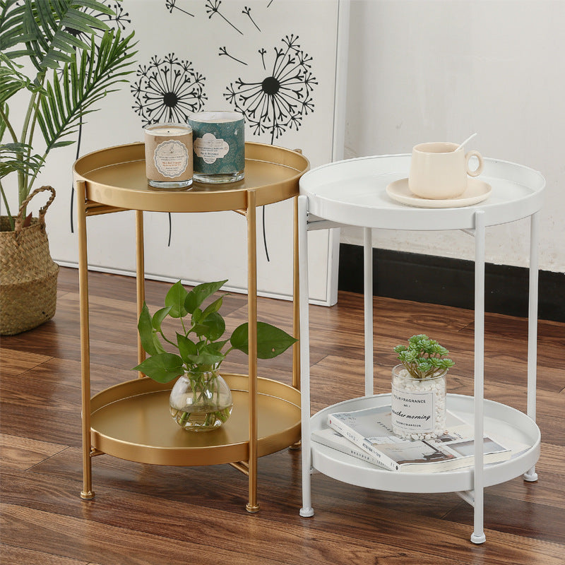 Minimalist Round Iron 2-Tier End Table