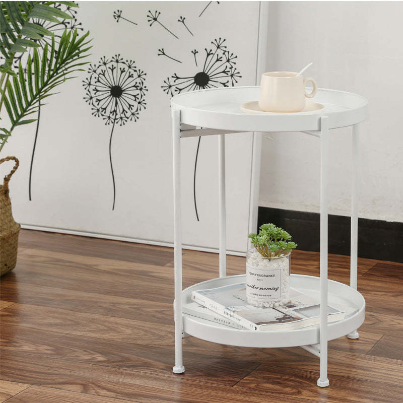 Minimalist Round Iron 2-Tier End Table