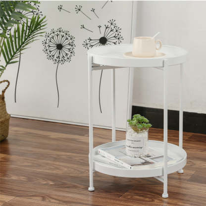 Minimalist Round Iron 2-Tier End Table