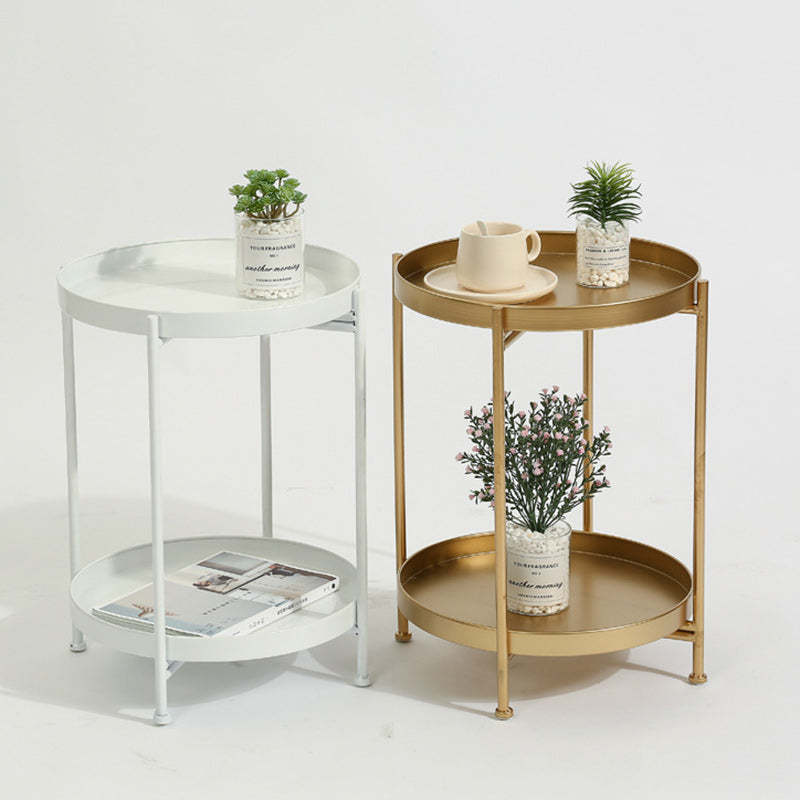 Minimalist Round Iron 2-Tier End Table
