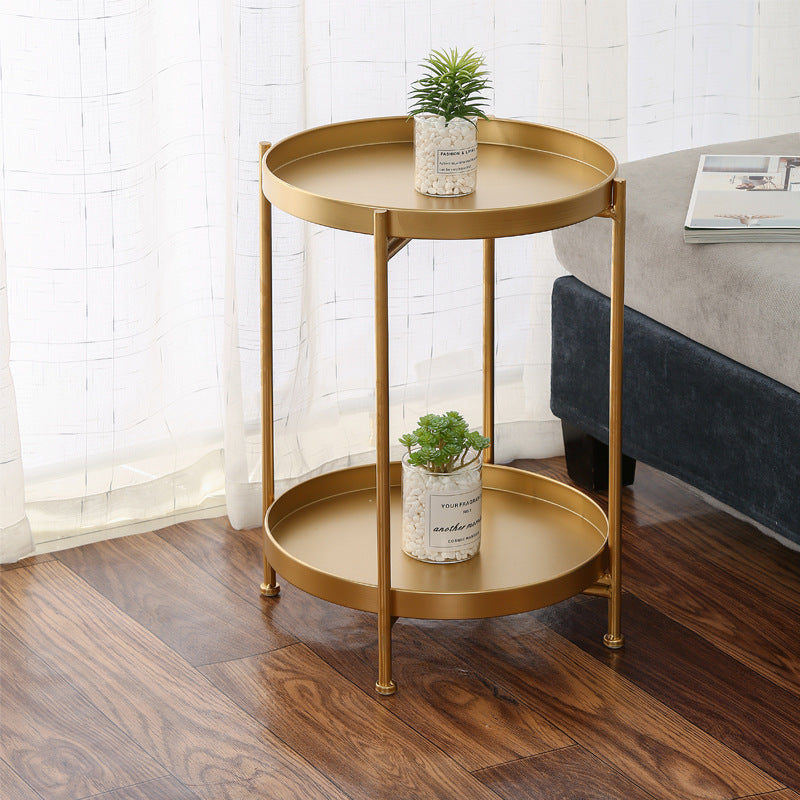Minimalist Round Iron 2-Tier End Table