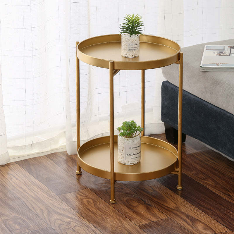 Minimalist Round Iron 2-Tier End Table