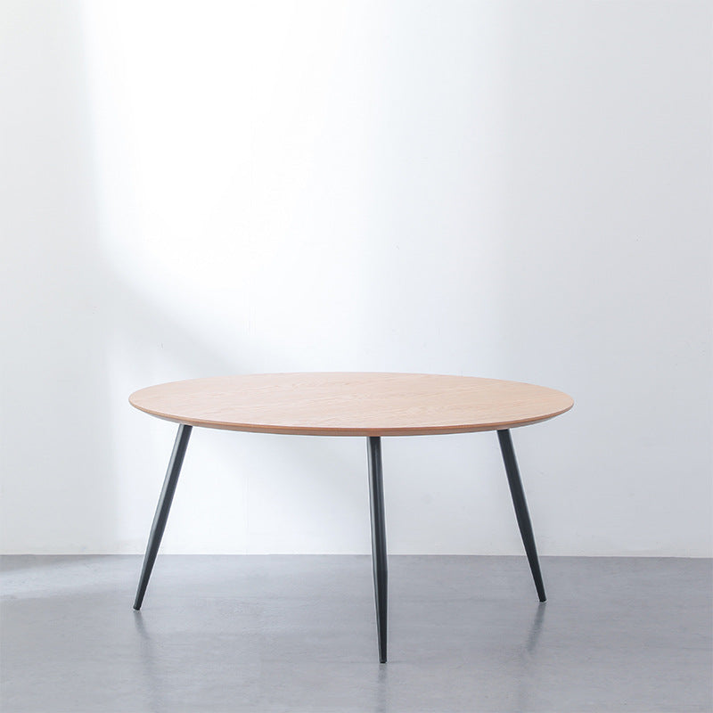 Nordic Round Iron Wood Coffee Table — Wood Color