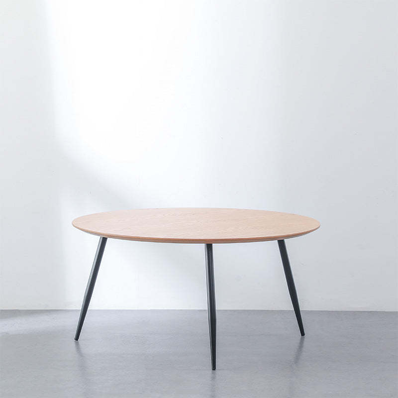 Nordic Round Iron Wood Coffee Table — Wood Color