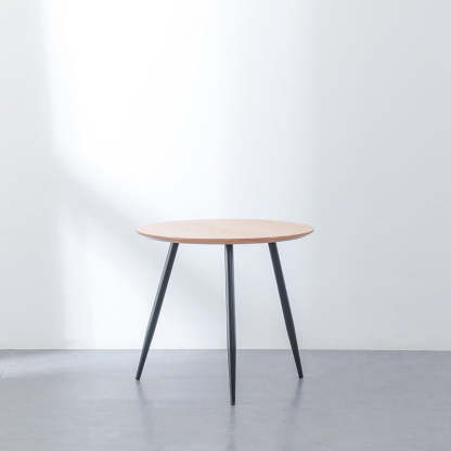 Nordic Round Iron Wood Coffee Table — Wood Color