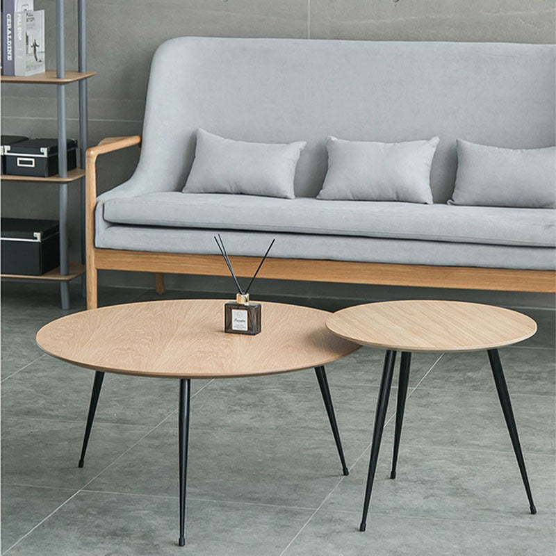 Nordic Round Iron Wood Coffee Table