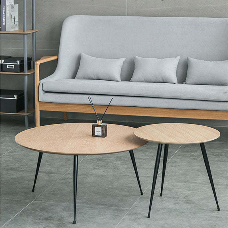 Nordic Round Iron Wood Coffee Table