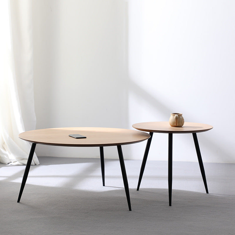 Nordic Round Iron Wood Coffee Table