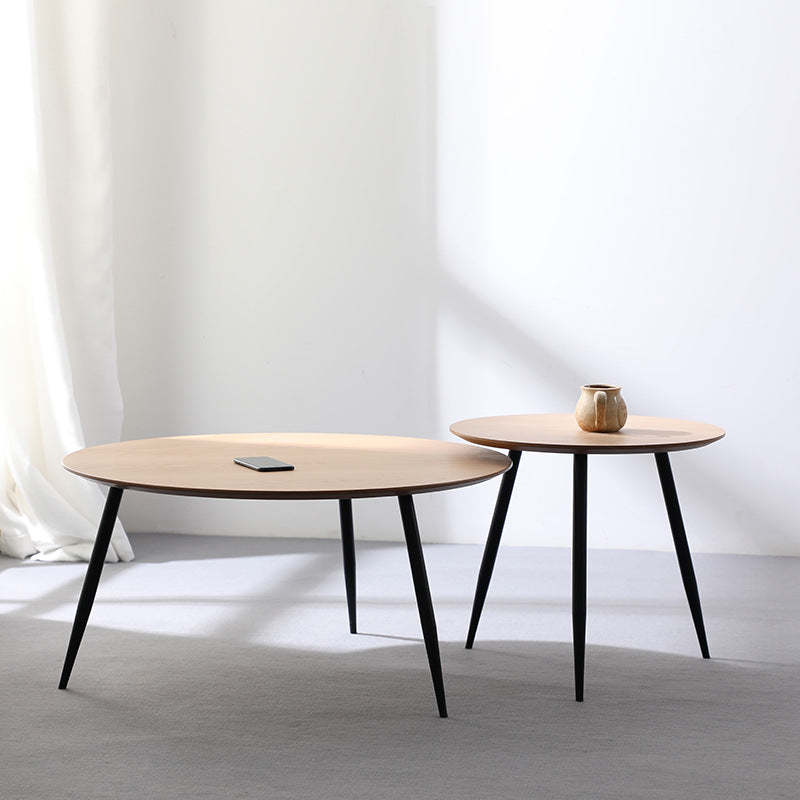 Nordic Round Iron Wood Coffee Table